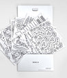 Close up of 8 sheets in stencil pack