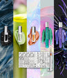 Closeup of Alien Love Kit:  Corvid, Sagebrush, Costas, Eventide and Figeater, 8 stencil pages and dott tool.