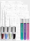Close up of Have-it-all bundle with 3 colorwands and 4 deepdive colorpots on top of the 8-page stencil pack