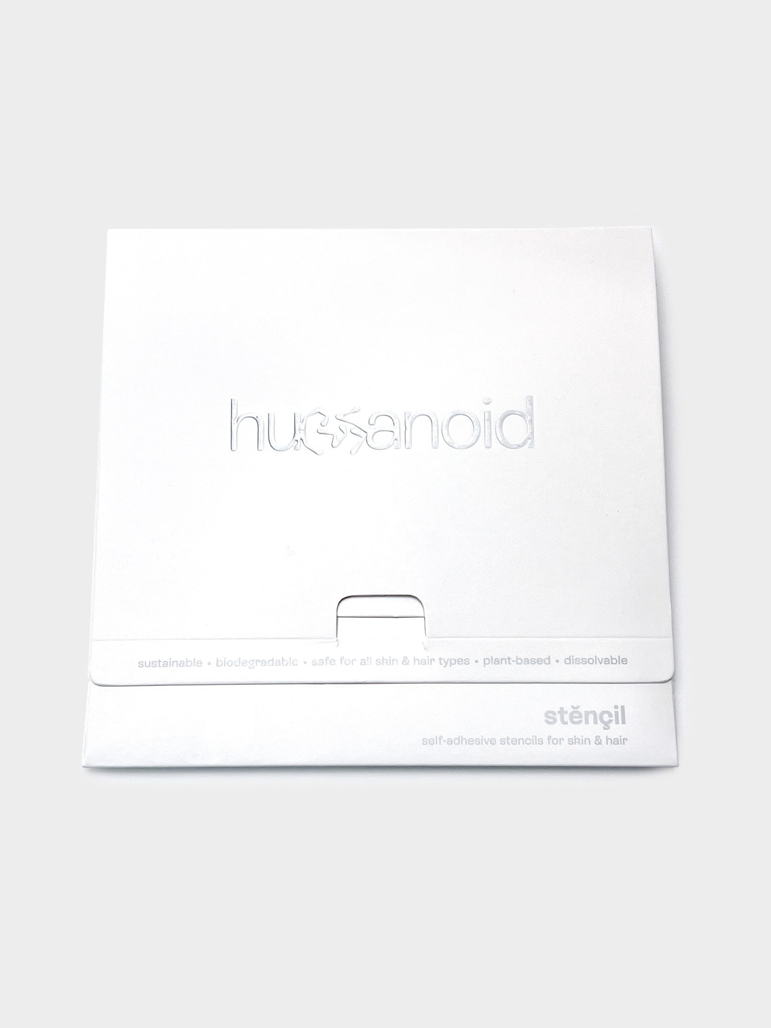 Close up of the envelope containing the Humanoid stencil pack with the Humanoid logo on the front